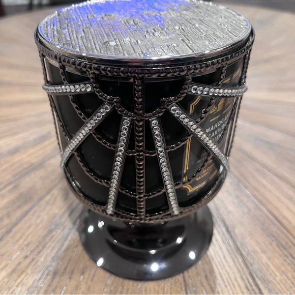 Bath & Body Works Halloween Purple Gem Silver Spider Web 3-Wick Candle Pedestal - Picture 4 of 15